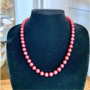 Very Rare Faceted Vintage Reddish Purple Knot Pearl Gold Clasp Necklace